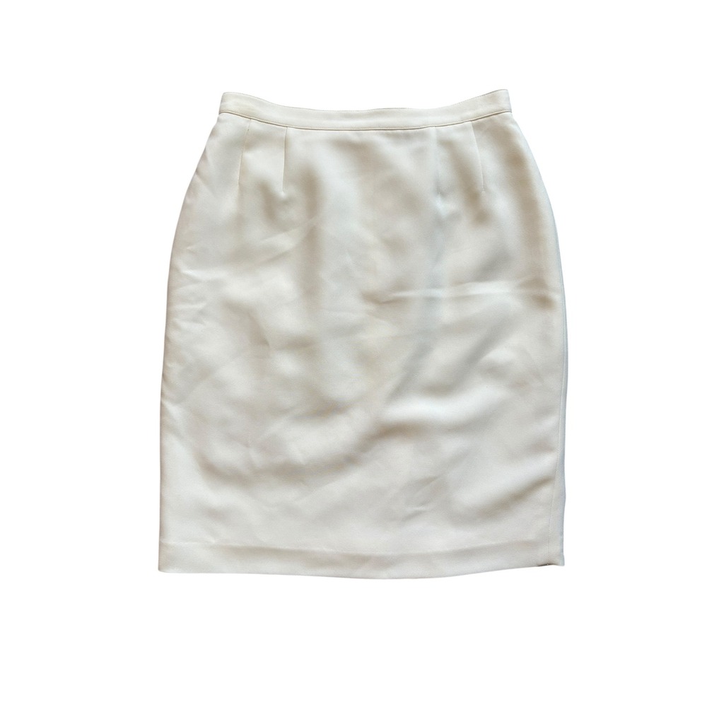 Vintage Cream Pencil Skirt Women's 8P High Waist‎ Lined Career Office Wear 80s